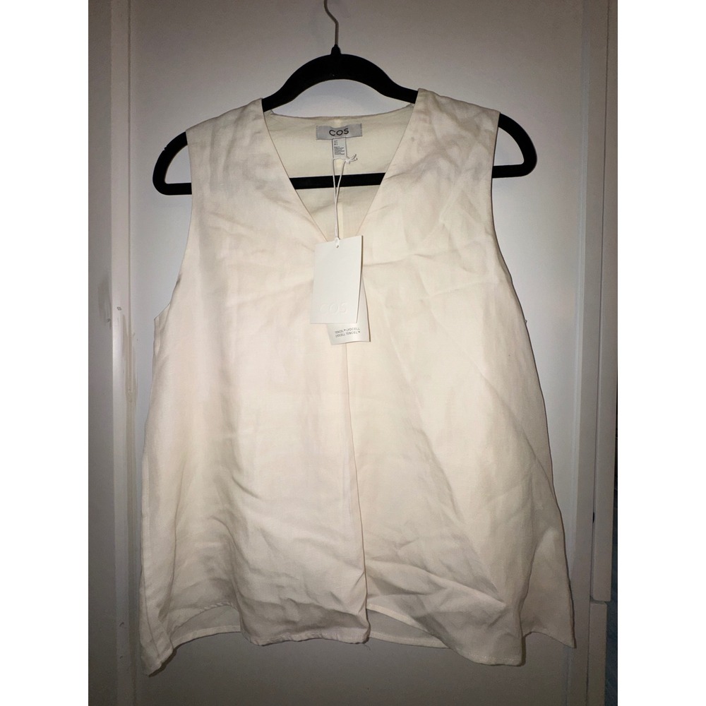 COS Women Off-White Tencel Lyocell V-Neck Sleeveless Tank Top Size 2 NEW
